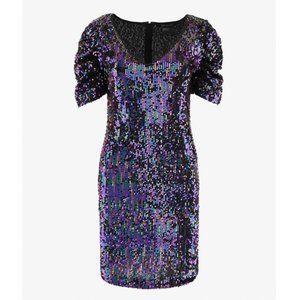 New with Tags A/X Armani Exchange black sequin dress w/ teal & purple tones
